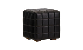 Carlo Black Leather Ottoman 2